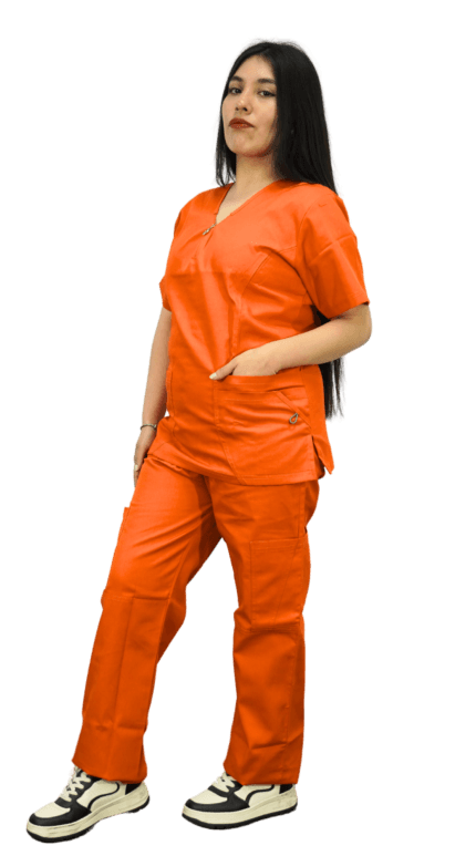 Uniforme médico completo para mujer de color naranja Cod 1920 uniformes médicos monterey