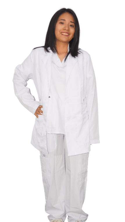 Uniforme médico completo para mujer color blanco con mandil Cod 1880