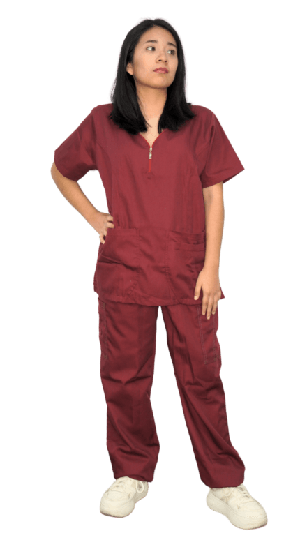 Uniforme médico completo para mujer de color vino Cod 1612 uniformes medico monterey