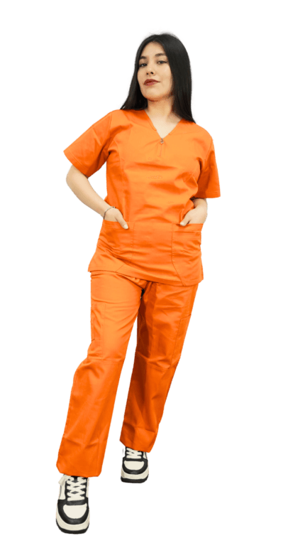 Uniforme médico completo para mujer de color naranja Cod 1920 uniformes médicos monterey
