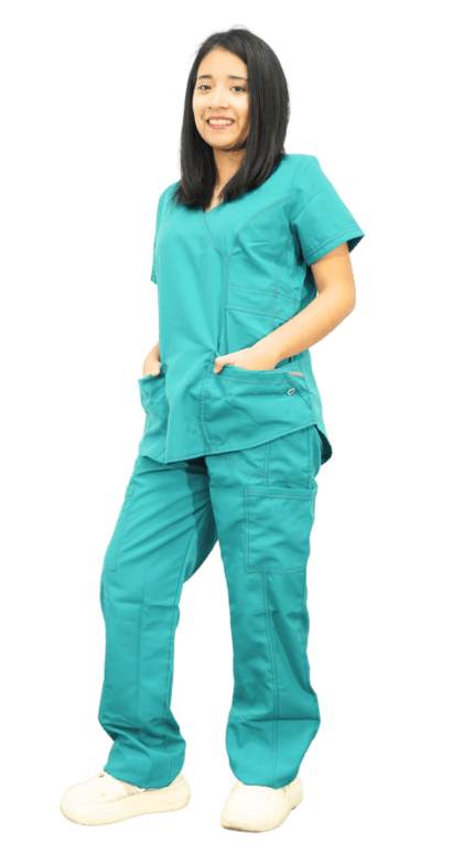Uniforme médico completo para mujer de color turquesa